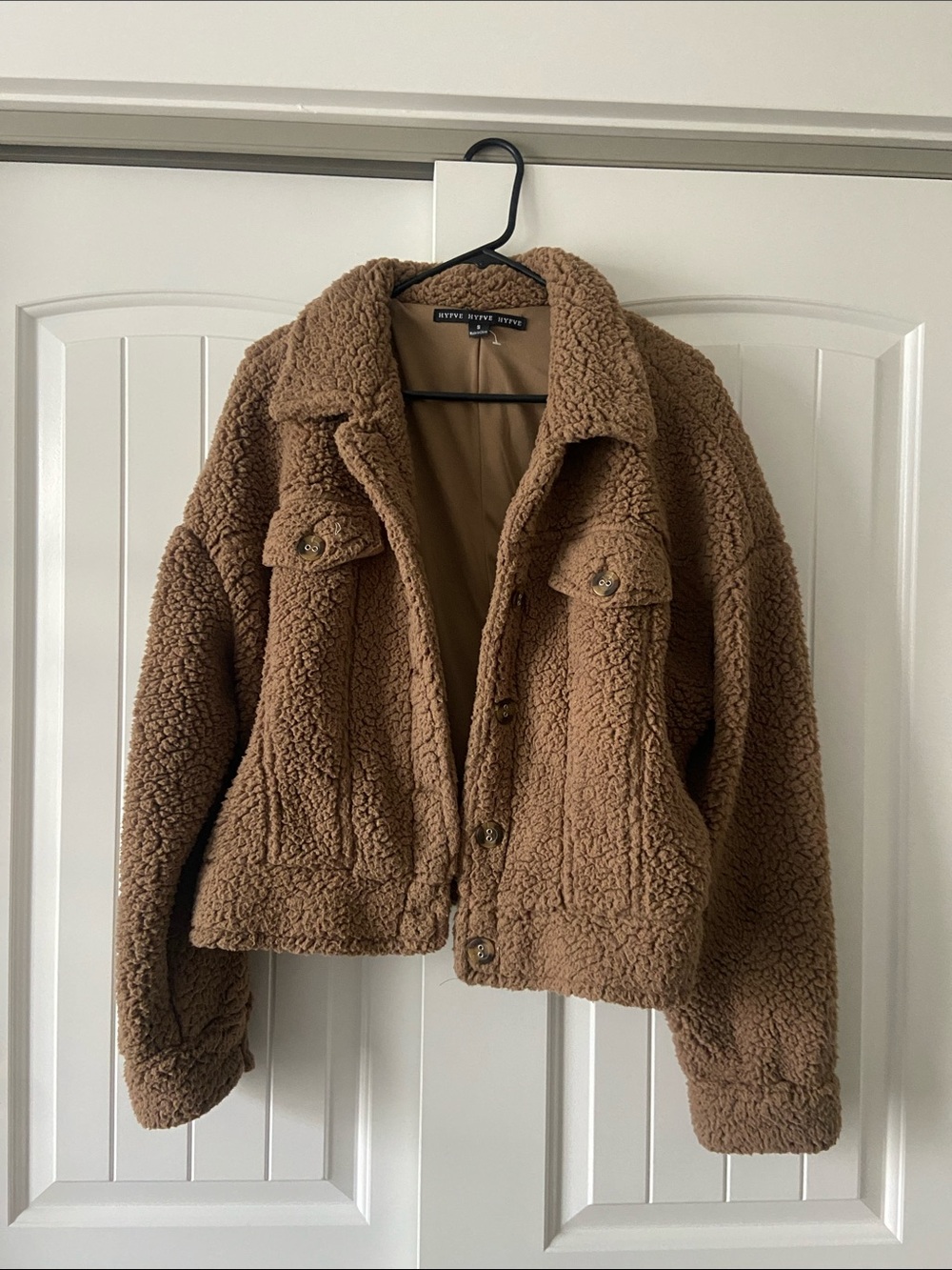HYFVE Plush Teddy Jacket in Camel Brown